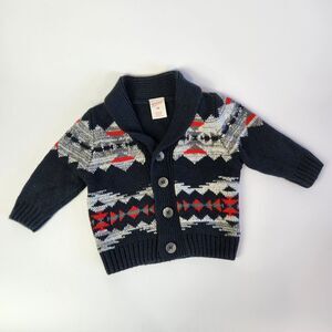 Arizona Cardigan Boys Size 6M Blue Y2k Aztec Print Knit Button Up Western Wear‎